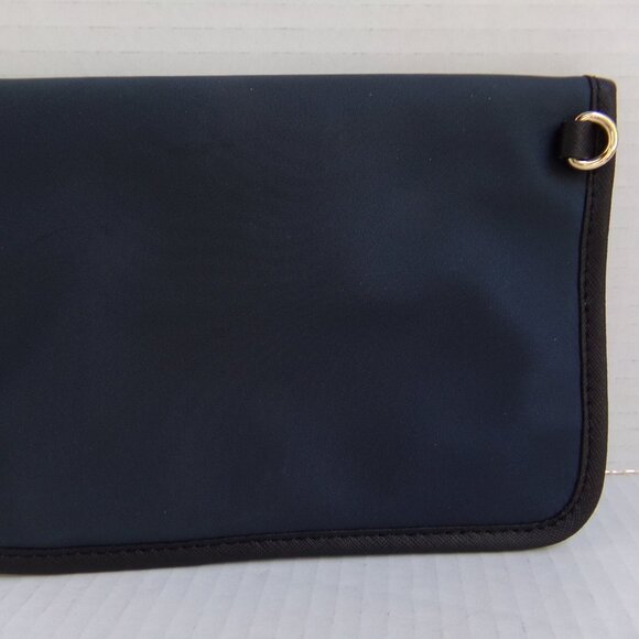 Michael Kors Bag Pouch Navy Black Logo Snap 8'' Can Use Wristlet Fabric - Picture 4 of 10